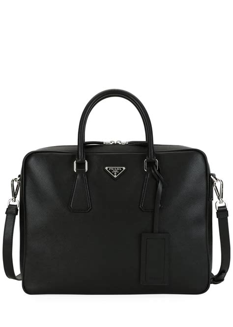 prada men's saffiano leather travel briefcase